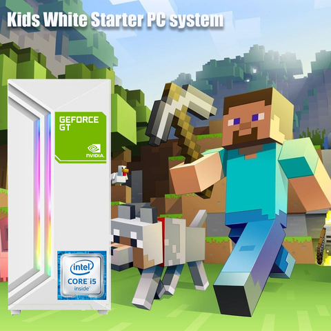 Ideal Starter & kids White Gaming PC SSD GT 1030 Roblox & Minecraft etc ACX491