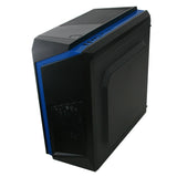 Computer Case CiT F3 Black Midi Case with 2 x 12cm LED & Side Windows - Blue Red White Green Purple