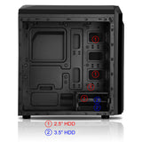 Computer Case CiT F3 Black Midi Case with 2 x 12cm LED & Side Windows - Blue Red White Green Purple