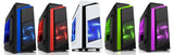 Computer Case CiT F3 Black Midi Case with 2 x 12cm LED & Side Windows - Blue Red White Green Purple